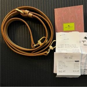 Etro Tan Leather bag strap with Brass Hardware